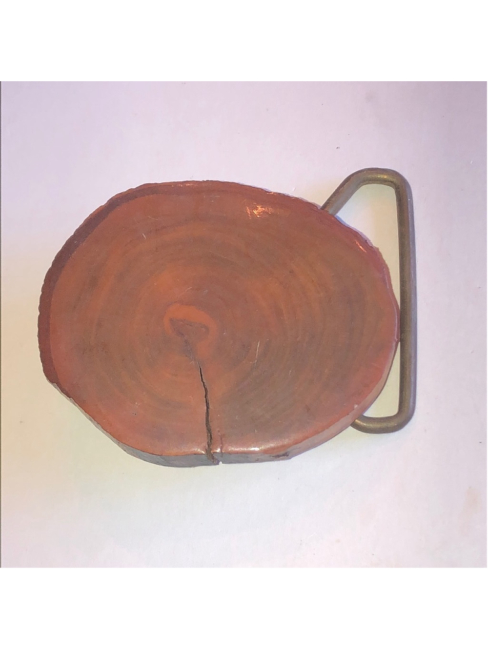 Vintage Wood Slice Belt Buckle in Warm Brown